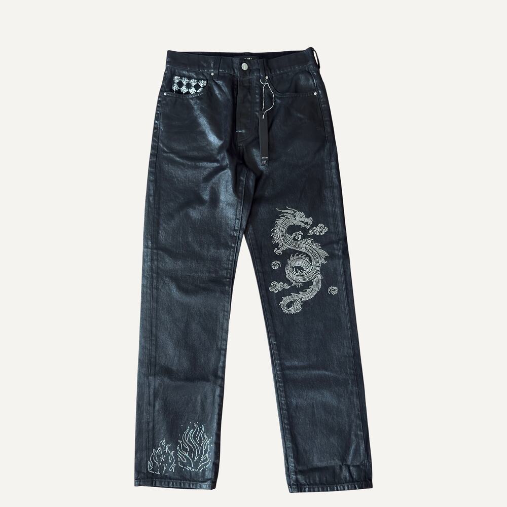 29 x 32 - Amiri Waxed MA Quad Printed Interior Skinny Jeans